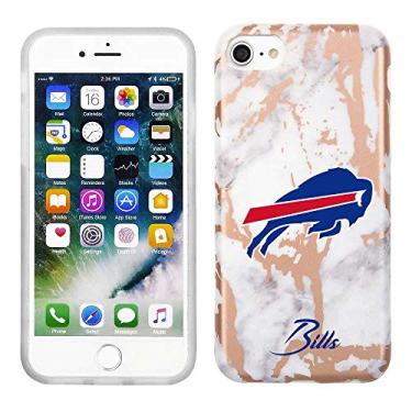 Imagem de Prime Brands Group Capa de celular para Apple iPhone 8/7/6S NFL Licenciado Buffalo Bills, mármore branco e ouro rosa