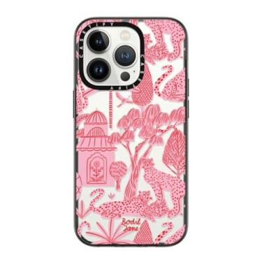 Imagem de CASETiFY Capa compacta para iPhone 14 Pro [1,2 m. Proteção contra quedas de nível militar/fina/leve] - Cheetah Paradise Pink - Preto transparente