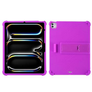 Imagem de QYiiD Capa para iPad Pro 13 polegadas M4 (2024), capa protetora de silicone leve, à prova de choque, macia e à prova de choque, capa de silicone com proteção contra quedas de TPU macio, roxo