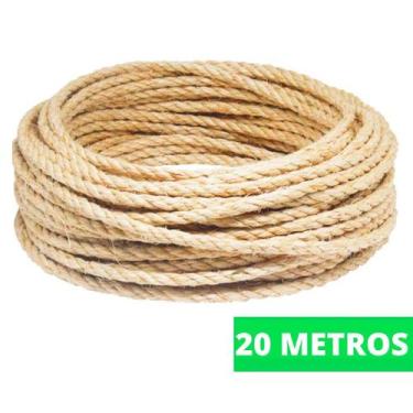 Imagem de Corda Sisal 6mm 20 Metros Rasada Arranhador Gato Artesanatos - Apaeb