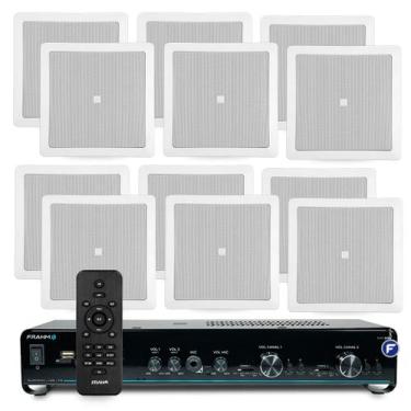 Imagem de Kit Som Ambiente Bluetooth Usb Sd Home Lojas Etc.. + Arandelas Embutir