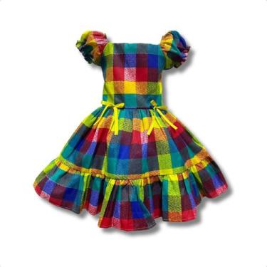 Imagem de Vestido Festa Junina Xadrez Infantil Várias Estampas Caipira - Pequeno