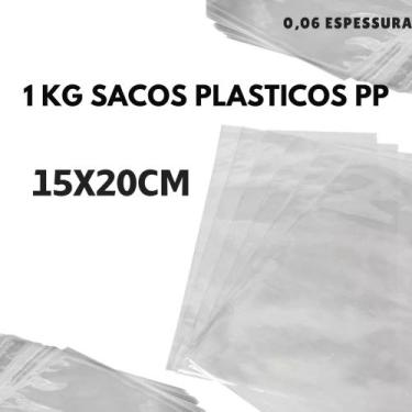 Imagem de Saco plástico cristal PP para doces, roupas, brilhante com 1kg - SEM M
