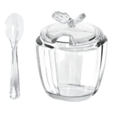 Imagem de Açucareiro De Vidro Com Colher Butterfly Luxo Wolff Cor Transparente