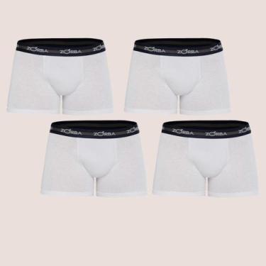 Imagem de Kit Com 4 Cuecas Boxer Sem Costura Algodão Confortável Zorba, Branco, 
