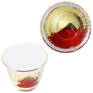 Imagem de Kasyou Studio Copo de saquê de cristal Fuji vermelho (folha dourada Kanazawa, caixa de presente), feito no Japão, copo de saquê japonês, copo de uísque, copo de luxo copo dourado copos Kasyou Maki-e
