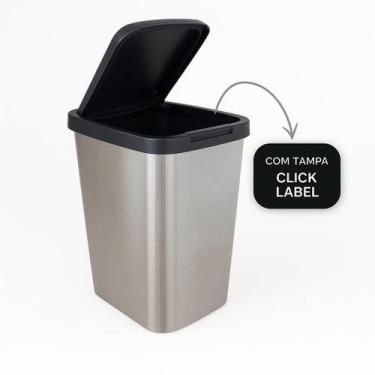 Imagem de Lixeira Cesto de Lixo 9L Metalizada Estilo Inox Cinza Prata Retangular