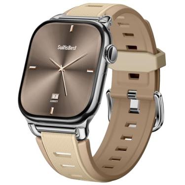 Imagem de Suitisbest Pulseiras esportivas de silicone impermeável para Apple Watch séries 10, 9, 8, 7, 6, 5, 4, 3, 2 e 1 de 38 mm, 40 mm, 41 mm e 42 mm, latte