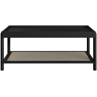 Imagem de Mesa De Centro Para Sala De Estar Pés Madeira Moss A03 Nero Preto