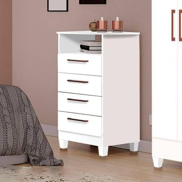 Imagem de Cômoda Star 4 Gavetas 100 Mdf Com Deck E Pés Tuboarte Branco