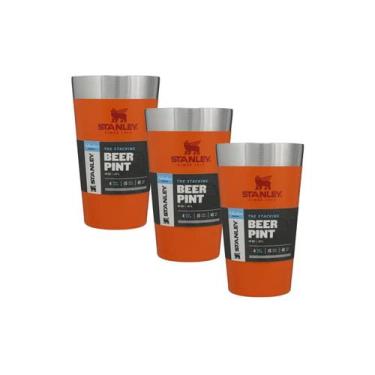 Imagem de Kit 3 Copos Térmico Cerveja Stanley Inox S/ Tampa - Laranja
