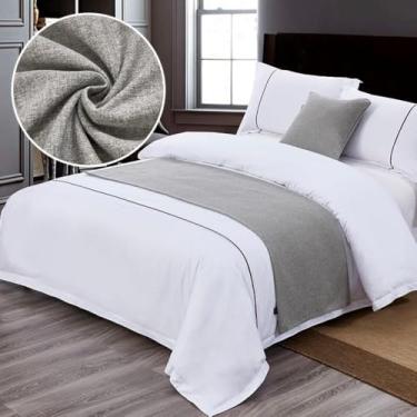Imagem de Lenço de cama de hotel corredor de cama de cor sólida decoração moderna colcha de cama macia luxuosa proteção para cama de solteiro queen king size cinza ||solteiro/solteiro 19,7 x 70,8