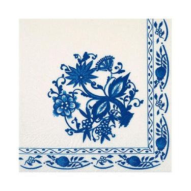 Imagem de Guardanapo de Papel Branco com Flores Azuis Ti-flair 33x33cm