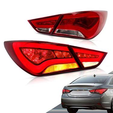 Imagem de VLAND Luzes traseiras de LED compatíveis com Hyundai Sonata 2011 2012 2013 2014 (apenas para a versão dos EUA). Não serve para 2013-2014 (2.0T/2.0T Limited) Conjunto de lâmpada traseira de lente clara