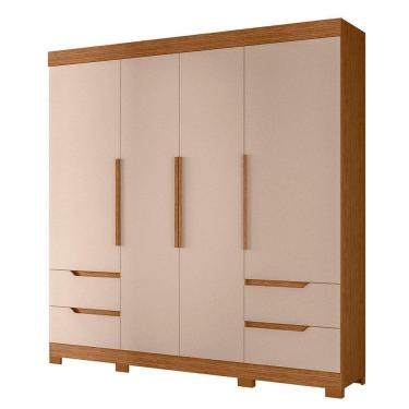 Imagem de Guarda Roupa Vivacce Casal 4 Portas Albatroz Jatobá/fendi Metallic