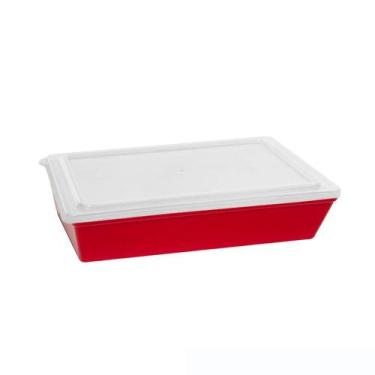 Imagem de Travessa Stillo Com Tampa G 5L Tropical Vermelha - Vemplast