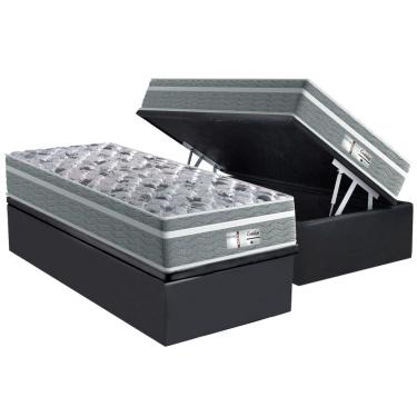 Imagem de Cama Box Baú Solteiro: Colchão Molas MasterPocket Ensacadas Probel ProDormir Evolution + Base CRC Suede Gray(88x188)