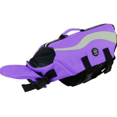 Imagem de EMUST Colete flutuante para cães, colete salva-vidas refletivo para cães pequenos com alça de resgate, coletes para cães pequenos salva-vidas para nadar barco água com boia frontal no pescoço, roxo, P