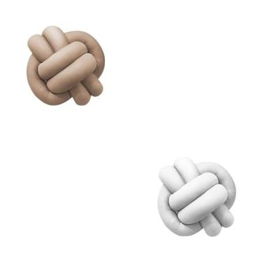 Imagem de Almofadas De Nó 28cm x 28cm Lindas Decorativas Sala Sofá Cama Cores (BEGE E BRANCO)