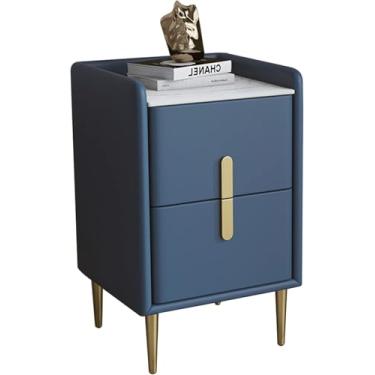 Imagem de Mesa Lateral, Moderna D Mesa De Cabeceira Simples De Madeira Maciça, Quarto Leve Ultra-rrow Multifutiol Armário Lateral, Navy Blue, 30 * 35 * 55 cm