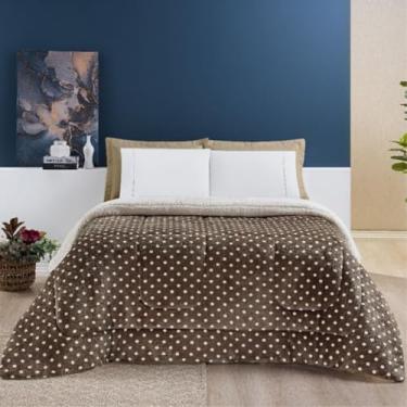 Imagem de Cobertor solteiro FOFÃO Lã Sherpa Edredom Grosso Coberdrom frio intenso estampado (Caqui)