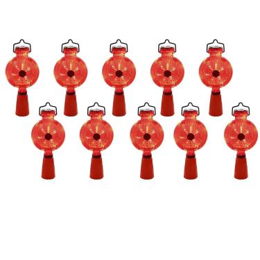 Imagem de Sinalizador Solar Viario Kit 10 Uni Cone Sinalizaçao Automatico Obra Estrada Rua Pista Avenida Rodovia Segurança Iluminaçao Chuva