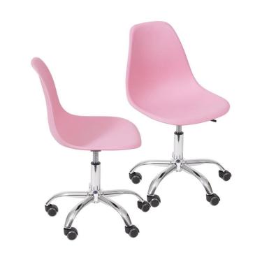 Imagem de Kit 2 Cadeiras Boxbit Dkr Eames Base Em Rodízio Rosa