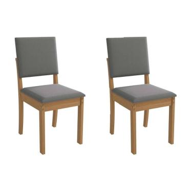 Imagem de Cadeira Sala de Jantar Luna 2CAD160 Madeirado Kit 2 Un Canela/Suede Cinza - Kappesberg