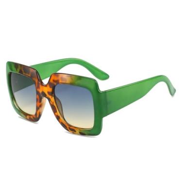 Imagem de Óculos de sol femininos grandes, estilo leopardo, da moda, gradiente, feminino, UV400, masculino, esportivo, ao ar livre, verde, azul, amarelo, tamanho único
