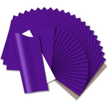 Imagem de HTVRONT Pacote De Vinil Transferência Térmica Htv: Com 24 Folhas Roxas 30 Cm X Para Passar A Ferro Em Camisetas (1 Folha Teflon Incluída), Design Poliuretano Fácil Cortar E Remover.