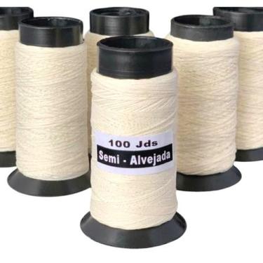 Imagem de Linha de Pipa 100 jardas, Semi Alvejada, Kit 12 unidades, Extra Forte 