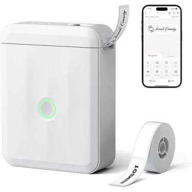 Imagem de D110 Etiquetadora, Mini Impressora Térmica Bluetooth Portátil, Rotuladora de Etiquetas Adesivas para Casa, Escritório, Cozinha e Escola, com Etiquetas de 12*40mm - 160pcs/Rolo (Meia Polegada), Branca
