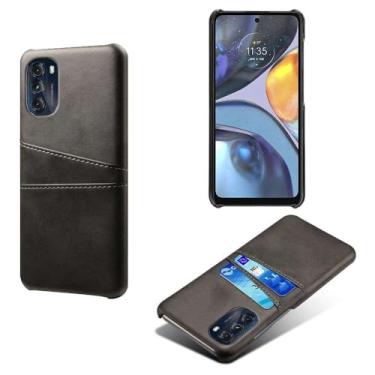 Imagem de Capas Compatível com MOTO G5 5G 2022,Caso de couro PU-Tampa de telefone a prova de choque com 2 slots de cartão,Proteção anti-impressão digital e anti-gota-Black