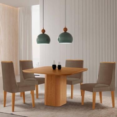 Imagem de Mesa de Jantar Eloise 90cm Tampo MDF Laminado com 4 Cadeiras Lisboa Moderna Mobilia