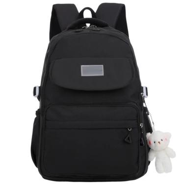 Imagem de Mochila Unissex Reforçada Impermeável Para Notebook 15.6 Faculdade Escola Passeio Com Pelúcia Preto