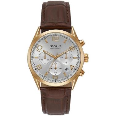 Imagem de Relógio SECULUS Cronógrafo Couro 77308GPSVDC2 Vidro Abaulado-Masculino