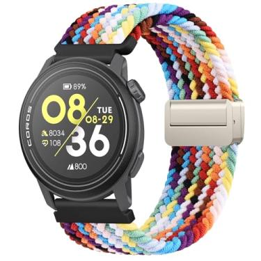 Imagem de Pulseiras magnéticas trançadas para Coros Pace 3 / Pace Pro/Apex 2 Pro/Apex Pro/Apex 46 mm, pulseira de reposição elástica trançada de nylon macio para mulheres e homens (arco-íris)