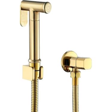 Imagem de Pulverizador De Bidê Para Vaso Sanitário, Pulverizador De Vaso Sanitário Portátil Dourado Em Latão, Kit De Bidê Para Higiene Pessoal, Pano De Fralda Para Bebê, Conjunto, Square
