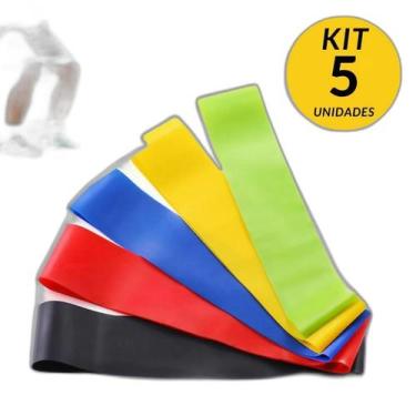 Imagem de Kit 5 Faixa Elastica Treino Ginastica Pilates Fortalecimento - Faixa E