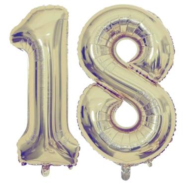 Imagem de Champagne Gold 18 Number Balloons, 40 Inch Giant Number 18 Balloons Foil Mylar Helium Light Gold Number Balloons for 18th Birthday Party Supplies Anniversary Event Celebration Decorations