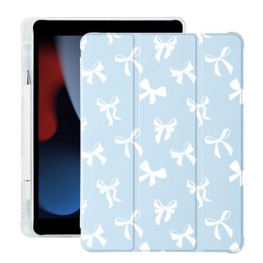 Imagem de Linda capa Kawaii Bow para iPad Pro de 13 polegadas M4 2024 (7ª geração) com suporte para lápis, hibernar/despertar automático, capa traseira de TPU macio de couro azul
