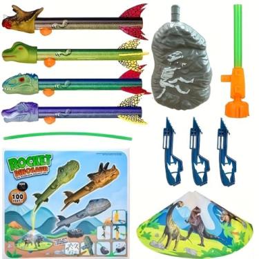 Imagem de Topnradym Dinosaur Rocket Launcher, 6 Dinosaur Foam Rockets, Launch up to 100 ft, Family Fun, Birthdays, Gift