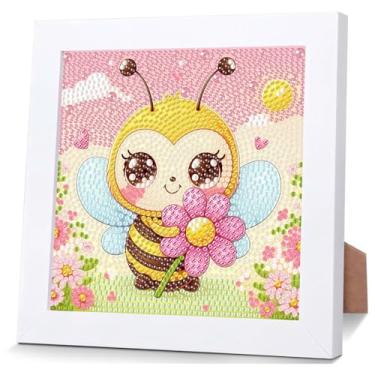 Imagem de Reivworl Diamond Art Kits for Kids, Bee Diamond Painting Kits for Kids, Bee Gem Art Ages 4-8-12 for Gifts and Decor (8x8 Inch)