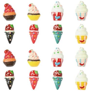 Imagem de Stiesy 40 berloques de imitação de comida gelada, resina, geleca doce deserto, costas planas sem buracos, contas a granel para arte de unhas kawaii, capa de telefone faça você mesmo suprimentos de