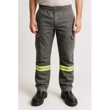 Imagem de Calça 06 Bolsos Cargo Trabalho Brim Qualidade Obra Rodovia Mecânico Pr