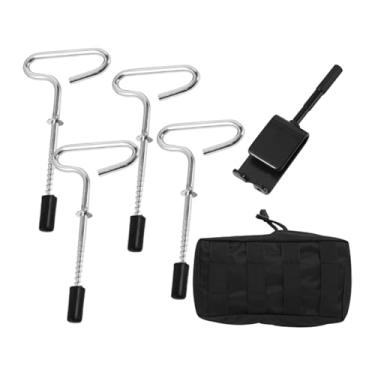 Imagem de Fenteer 4 peças de âncoras para barraca de pesca no gelo, estacas para montar abrigo, reutilizáveis, 8 polegadas com adaptador de broca, âncoras de barraca de, Nenhum Conversor de Bits