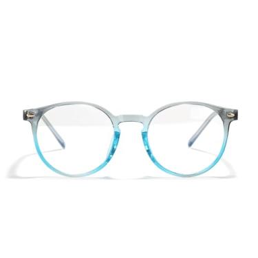 Imagem de HCPIHF Lentes de armação de óculos redondas Blue-ray para mulheres e homens (azul)