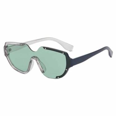 Imagem de Óculos de sol sem aro com armação dupla colorida, feminino e masculino, óculos punk de luxo, UV400 (cinza e verde)