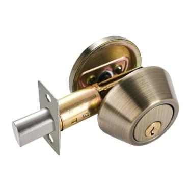 Imagem de predolo Fechadura de porta de segurança com chave, maçaneta de entrada de cilindro único invisível de aço inoxidável para banheiro e garagem, Marrom