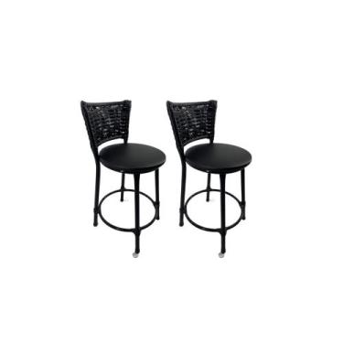 Imagem de Kit 2 banqueta baixa junco cozinha gourmet americana bistrô - FortMix,